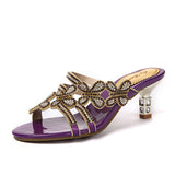 kamames Slippers In The Summer Of 2024 Women's Fishmouth Shoes With Diamond Stilettos And Diamond Slippers Are Worn Outside.