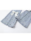 kamames Women High Waist Flare Pants Slim Fit Stretchy Vintage Korean Fashion Harajuku Ins Street Denim Split Wide Leg Trouser New