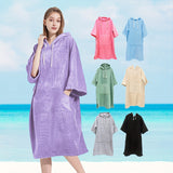 1pc Soft & Absorbent Microfiber Beach Wrap Towel - Long Sleeve Wearable Hooded Robe with Pocket, Quick-Dry Changing Robe for Swimming, Water Park, Beach, Sauna, Spa, and Outdoor Activities - Perfect for Women