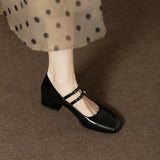 kamames kamames Versatile Silver Mary Jane Shoes Women 2023 Spring And Autumn Thick Heel With A Word Buckle Belt Shallow Mouth Heel Single Shoes