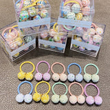 10PCS/Box Packed Girls Cute Colorful Ball Heart Rabbit Scrunchie Kids Ponytail Holder Elastic Hair Band Fashion Hair Accessories