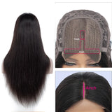 4*4*1 Lace Wig T-Part Wigs Indian Human Hair Silky Straight Mechanism Adjustable Strap Natural Color 10-30inch