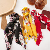 New Floral Print Streamers Scrunchies Elastic Hair Bands For Women Hair Scarf Bows Rubber Ropes Girls Hair Ties Hair Accessories