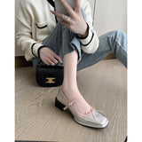 kamames Square Heels, Silver Bow, Mary Jane Shoes, Spring And Autumn, New Colors, Gentle Daily Shoes.