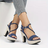 Trendy Womens Block Heeled Sandals with Stylish Buckle Strap - Perfect for Summer - Breathable and Comfortable for All-Day Wear