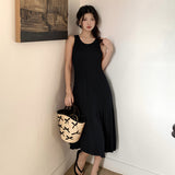 kamames kamames French Style Hepburn Style Sleeveless Vest Knitted Dress Is A New High-End Waist Slim Dress For Women In Summer.