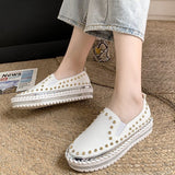 kamames Size Casual Shoes For Women In Spring 2023 New Love Shoes With Thick And Flat Rivets And Fashionable Women's Shoes