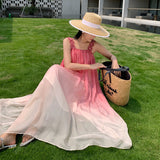 kamames kamames Dress Seaside Pink Sling Chiffon Dress Super Fairy Big Skirt