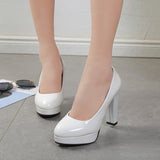kamames kamames Size High Heels Spring 2023 New Single Shoes Round Head Thick With Patent Leather Waterproof Platform Sexy Thick Bottom Wedding Shoes Women