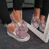 kamames Women With Single Shoes In Spring 2023, The New Style Of One Foot With Thick Soles, Lazy People, Leisure Drill, Bow Tie, Korean Version Of Student Shoes