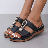 kamames Drill Exclamation Mark Slippers Women's Shoes Large Size Casual Pedaling Sewing Thread Slope Striped Sandals