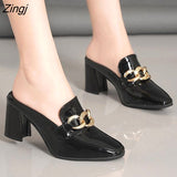 kamames Shoes Women Heels Leather Sandals Summer Slippers Heel High Heel Sandals Heel Leather Chaussure Femme Zapatos Mujer