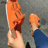kamames Shoes Women Comfortable Sandals Ladies Slip-on Wedge Sandals Sports Beach Walk Shoes Summer Fashion Denim Casual Sandalias