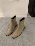 kamames kamames Heel Suede Korean Small Ankle Boots Female Shoes 2024 New Autumn And Winter Versatile Add Velvet Thin Boots Foreign Style Short Boots