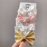 4Pcs/set Leopard Print Hairpins Bowknot Hair Clips For Cute Girls Cotton Safty Barrettes Hairgrip Headwear Kids Hair Accessories