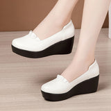kamames Head, Soft Soles, Middle-Aged, Middle-Aged, Single Shoes, Women's Waterproof Table, Thick Soles, Medium Heels, Large Slope Heels, Women's Shoes.