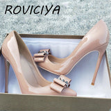 kamames Women Pumps Brand Women Shoes 12 cm High Heels Sexy Bow Pointed Toe High Heels Ladies Shoes MD003 ROVICIYA