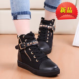 kamames Spring And Autumn New High-Top Canvas Shoes Women's Shoes Korean Version Tide Zipper Rivet Students Flat-Soled White Boots