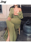 Zingj Women Boho Beach Maxi Dress Button Up Deep V Neck Full Sleeve Long Dress Fairy Grunge French Romance Holiday Clothes 507-0