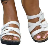 kamames Slippers Open Toe Non-Slip Ladies Slides Fashion Adjustable Casual Wedge Shoes Solid Beach Footwear Women Sewing Slippers