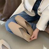 kamames Ping Follows The Internet Celebrity Sandals, Grandma Shoes, Soft-Soled, Head-Wrapped, Semi-Slippers, Women's Flat-Soled Retro Shoes, Wearing Lazy Muller Shoes.
