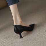 kamames kamames High Heels Female Spring 2024 New Korean Version Sexy Pointed Head Shallow Mouth Temperament Fine Heel Black Work Single Shoes