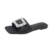 kamames kamames Summer Flat Slippers Square Headed Lazy Shoes Sexy Fashion Beach Slippers Female Toe Slippers