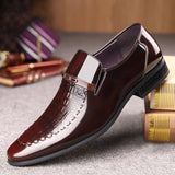 kamames kamames 7701 Crocodile Men's Patent Leather Business Leather Shoes Set Pointed Toe Slim Leather Shoes Men's Shoes