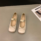 kamames Pink Ballet Shoes Fairy Shoes 2024 New Spring Vintage Satin Silver Mary Jane Shoes