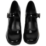 kamames And Autumn French Black Round-Headed Mary Jane Shoes Children's Thick-Heeled Single Shoes Waterproof Platform High-Heeled Shoes Buckle Women's Shoes