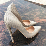 kamames snake printing stilettos 12cm high heels pointed toe women pumps extreme party wedding shoes plus size 33 45 QP063 ROVICIYA