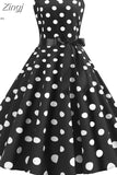 kamames Women Summer Polka Dot Print Party Robe Femme Black Retro Vintage Swing Prom Rockabilly Midi Dresses vestidos