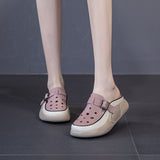 kamames kamames Thick Sole Slippers Female 2024 Summer New Baotou Engraved Hollow Hole Shoes Casual Leather Face A Foot Pedal Cool Drag