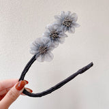 New Women Elegant Bud Chiffon Flowers Bun Maruko Hairstyles Making Long Tools Sweet Headband Hairbands Fashion Hair Accessories