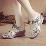 kamames kamames Muffin Heel Flat-Soled Women's Slippers Cave Style Leather Hollowed-Out Sticky Mother Shoes Flat Soles Raised Soft Soles