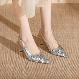 kamames Minority High Heels Silver Baotou Sandals 2024 New Spring And Summer Slippers Fairy Shoes
