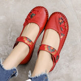 GKTINOO Spring Fashion Flower Design Round Toe Soft Bottom Flat Shoes Vintage Genuine Leather Women Flats Girl Loafer Large Size