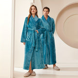 Ultra-Soft, Quick-Dry Flannel Bathrobe for Couples - Extra Long & Thick, Absorbent, Loose Fit with Pockets - Perfect for Home, Spa, and Hotel Use