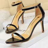 BIGTREE Shoes Pu Leather High Heels 2022 New Women Heels Sexy Stiletto Heels 11 Cm Party Shoes Color Matching Women Sandals