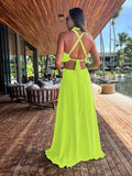 kamames Women Halter Neck Tie Backless Beachwear Green Cover Up Party Ladies Dresses Casual Summer Clothing Fashion Long Dress