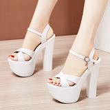kamames Heel Sandals Thick-Soled Catwalk Shoes Super High Heel Waterproof Platform 15Cm Nightclub Women's Shoes Large Size Hate Banquet Sandals