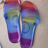 kamames Women 2023 Summer Woman Jelly Shoes Candy colors PVC Flat Sandal Ladies Peep Toe Casual Slides Female Flip Flops Beach