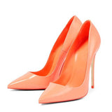 kamames Jelly Orange Shoes Women Sexy Extremely High Heels Pointed Toe Slip On Stiletto Chic Pumps Ladies Party Wedding QP168