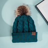 Winter Warmth Pom Beanie - Soft, Lightweight, Elastic, Cuffed Knit Hat with Skull Cap Design - Perfect for Women in Autumn and Winter Season