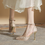 kamames kamames High Heels 2023 Spring And Autumn New Fine Heel Pointed Sexy Female Shoes Korean Version Of The Versatile High Heel Wedding Shoes