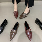 kamames New Light Extravagant Square Metal Buckle Deep-Mouth Commuter Shallow-Heeled French Vintage Shoes