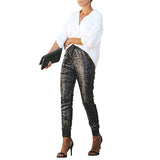 kamames Women Leggings Long Pencil Pants Elastic High Waist Drawstring Black Cargo Pants Party Ladies Trousers Streetwear Capris