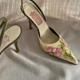kamames kamames Pointed Thin Heels 2023 New Summer Chinese Style Shallow Hollow Out Single Shoes Women's Head Sandals