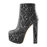 kamames Onlymaker Women's Round Heel High Heel Platform Ankel Boots Block Chunky Heels Wedding Party Shoes Large Size Fashion Booties