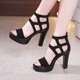 kamames Sandals Women's 2023 Summer High Heels Open-Toed Thick Heels Waterproof Platform Large Size 41-43 Catwalk Catwalk Shoes